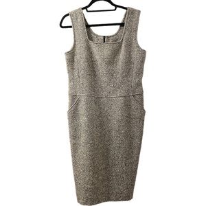 Vintage Thérèse Baumaire blk/wht heavy will tweed sleeveless back zip dr…